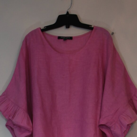 Vivian Shyu Linen oversized pink top tunic ruffle sleeve button Italy sz m/L /XL - Picture 4 of 7